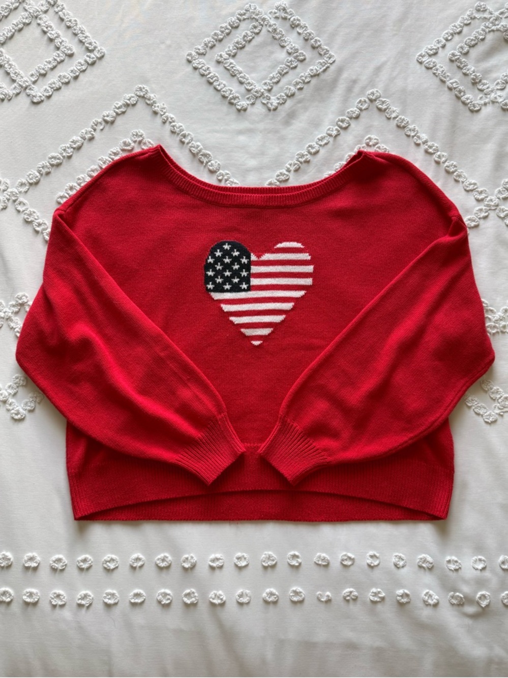 Hollister Red Off-the-Shoulder Americana Sweater